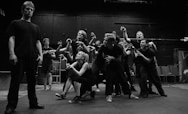 Student performing in AUB Black Box style theatre