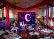 A theatre and dining space within a church