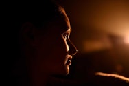 Close up of girls face in the light