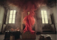 lady in red dress