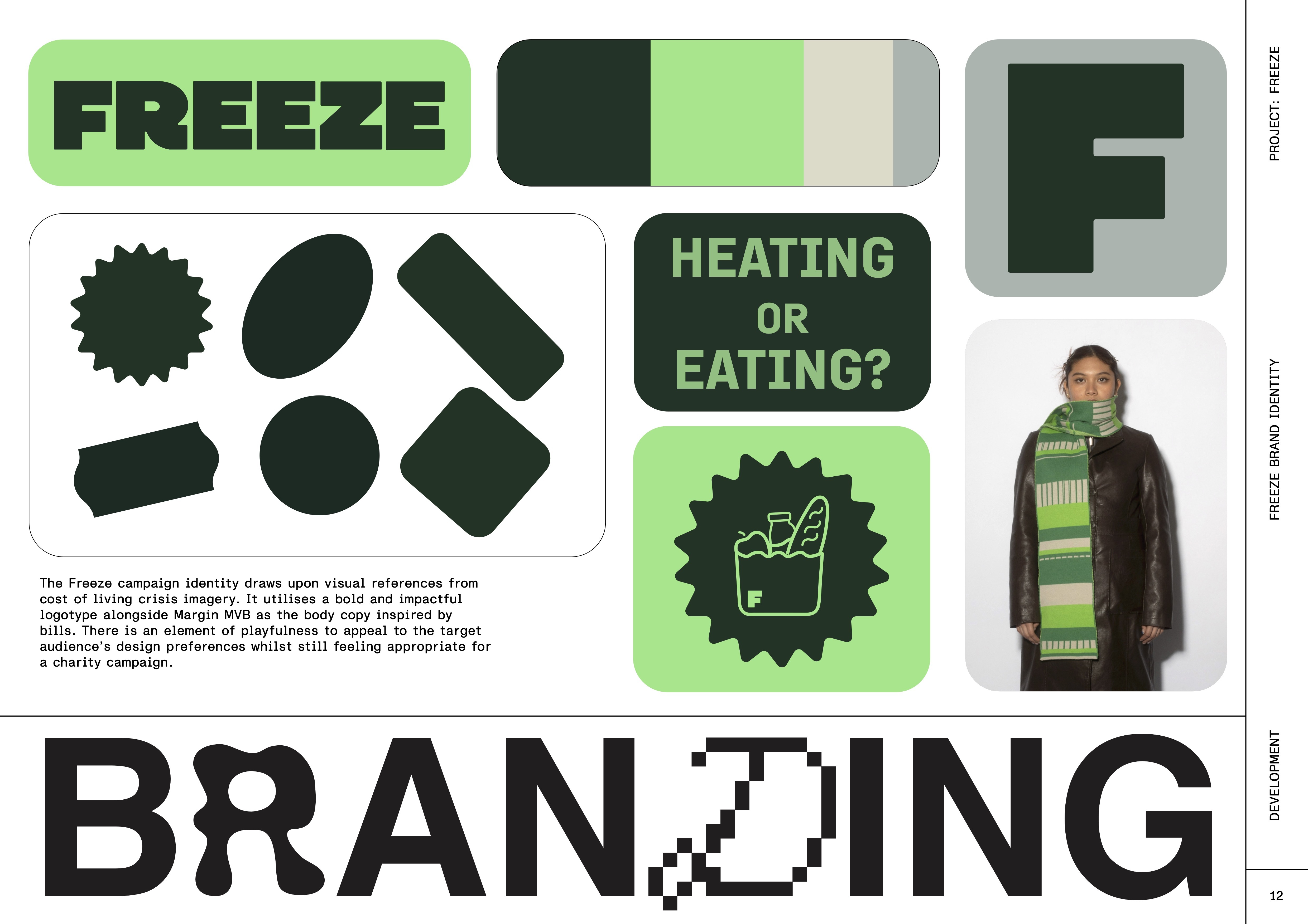 portfolio page of branding assets, colour scheme and imagery