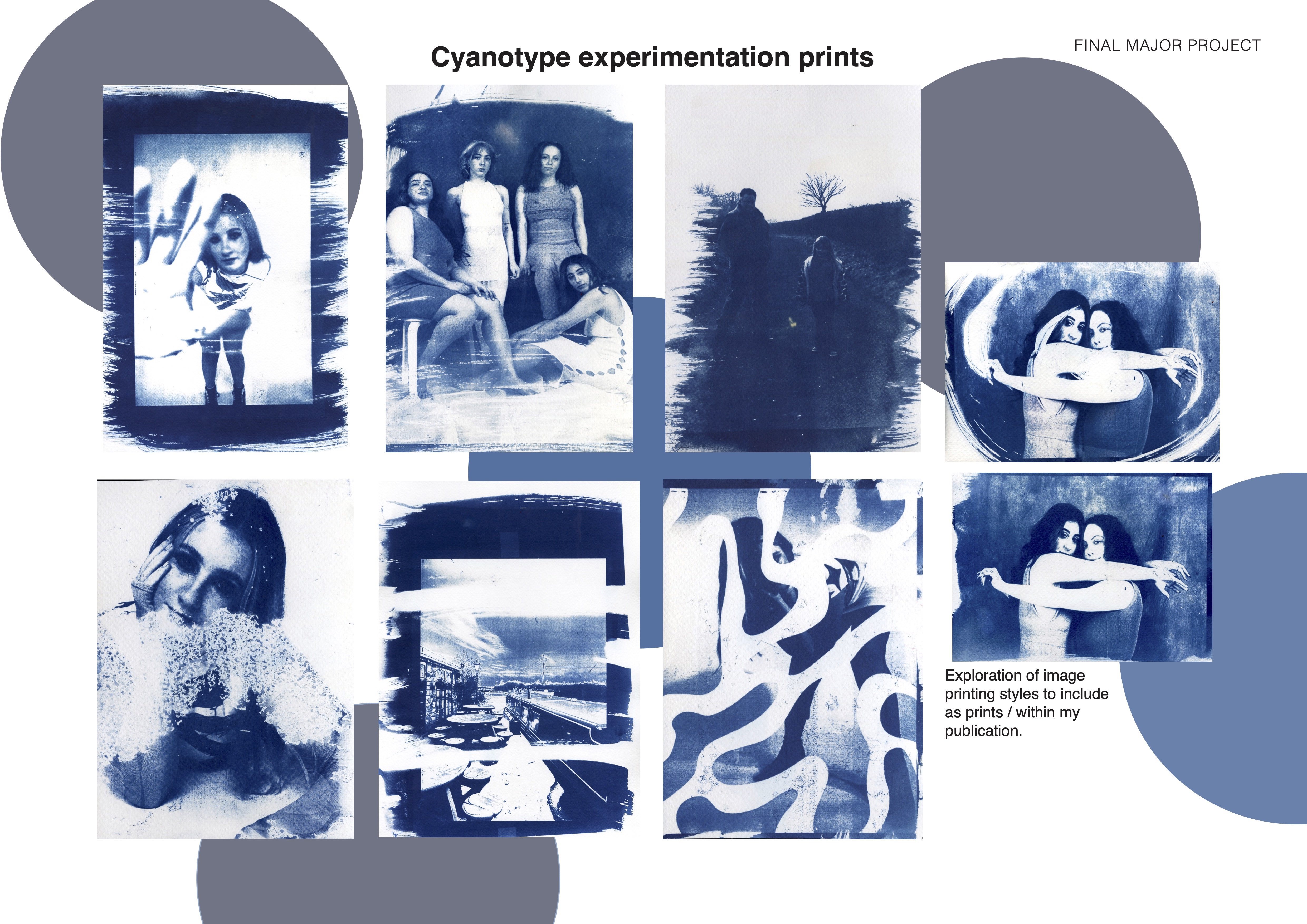 portfolio page showing cyanotypes of photographs