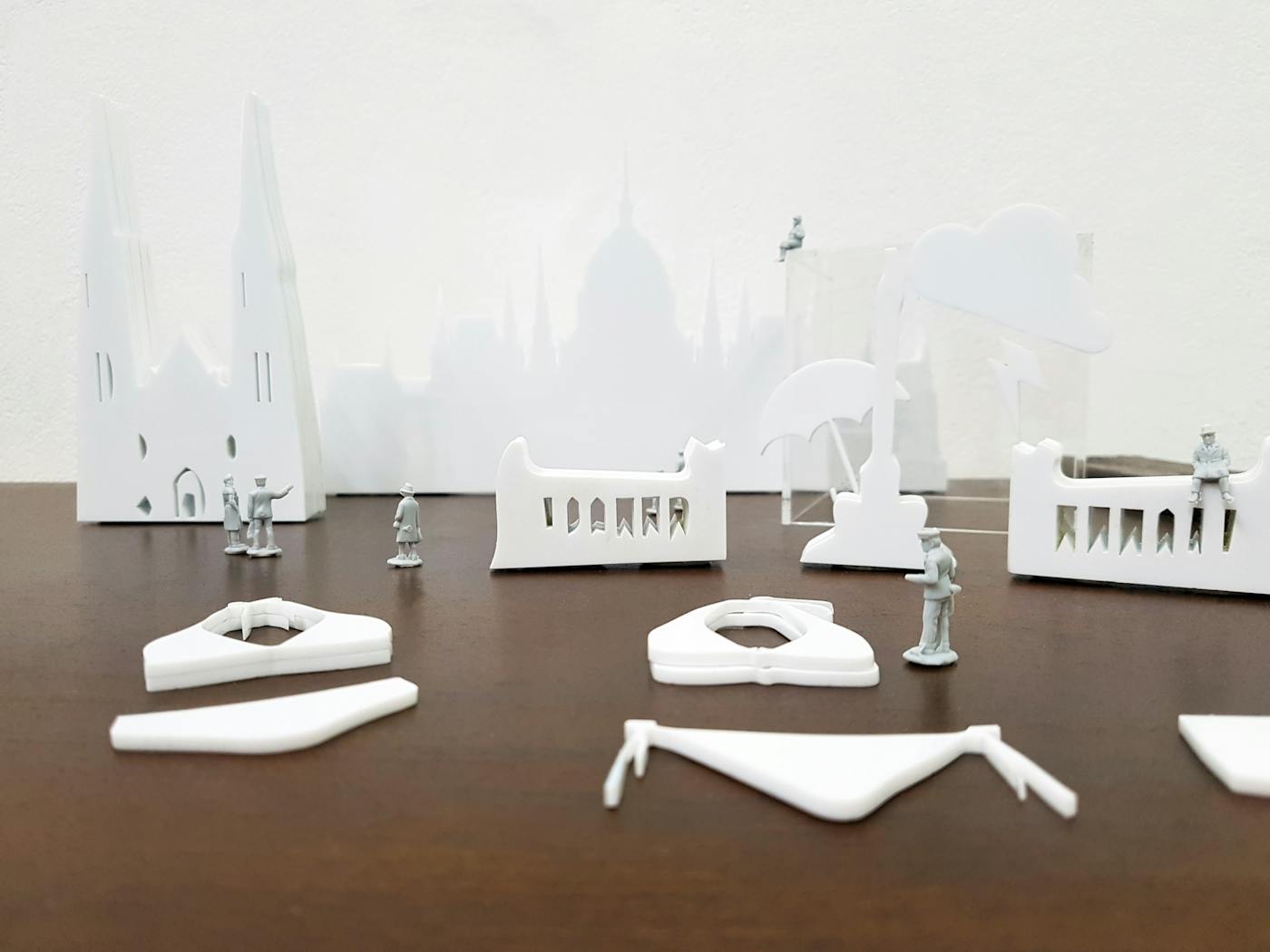 White figurines on a table