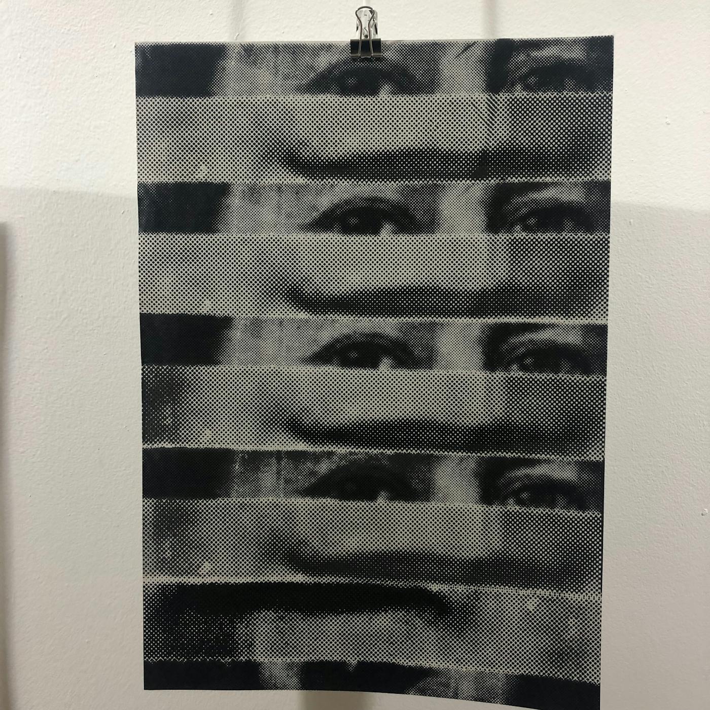 Abstract image of black and white eyes