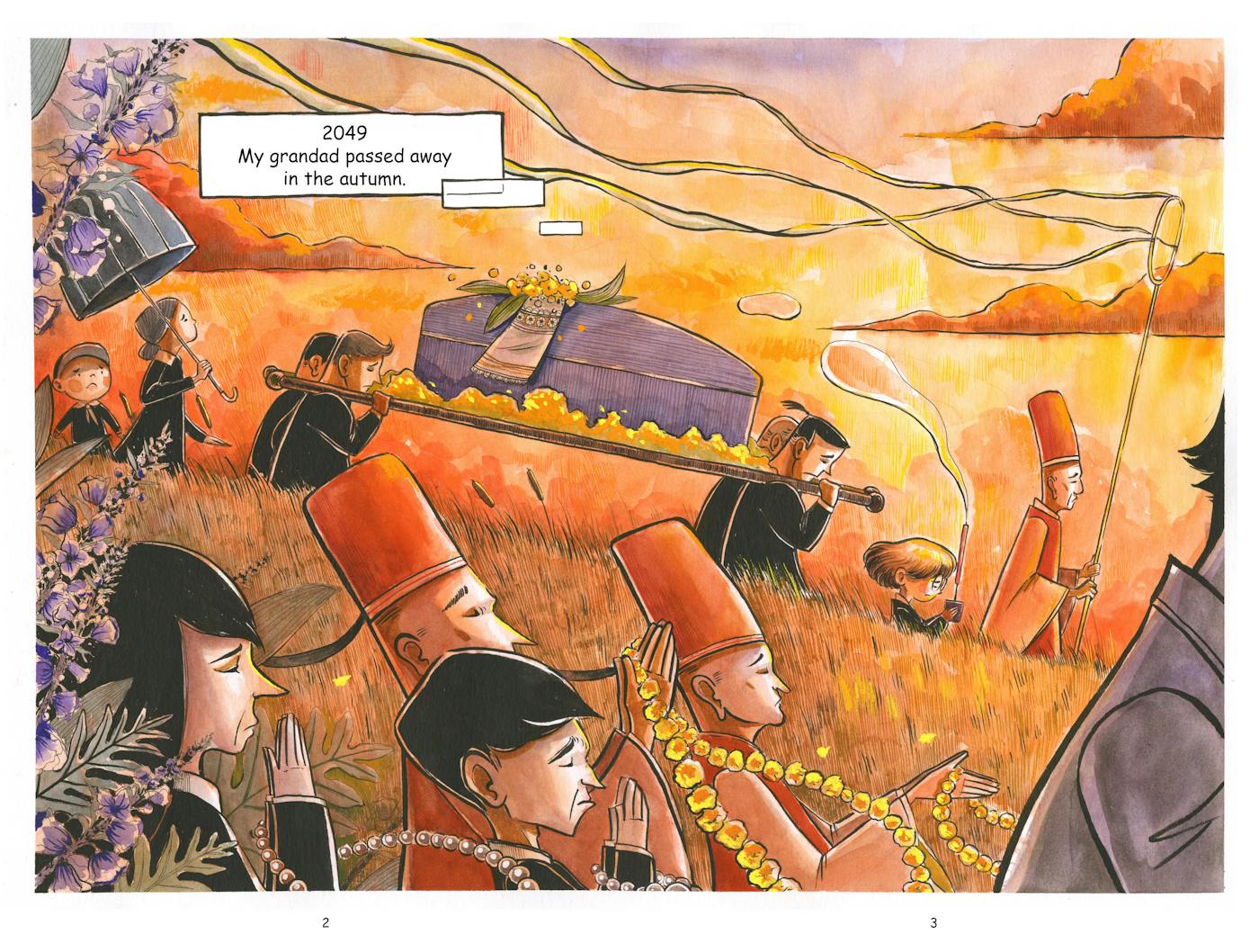 Illustration of a funeral