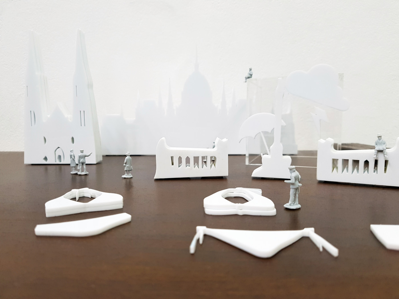 White figurines on a table
