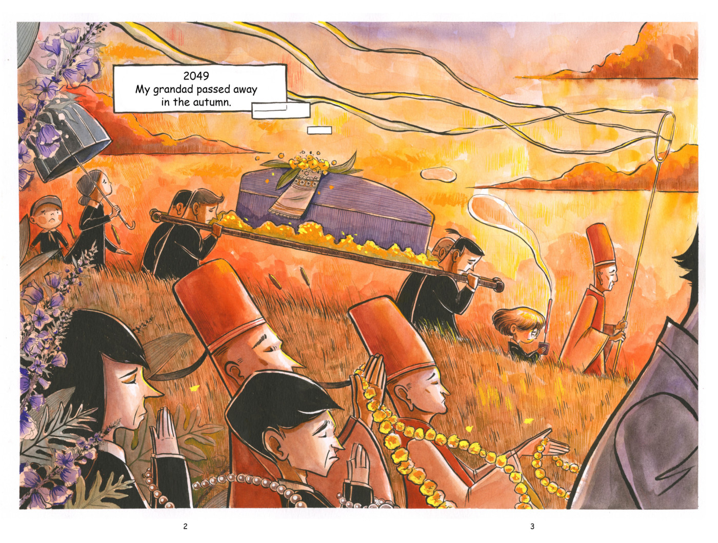 Illustration of a funeral