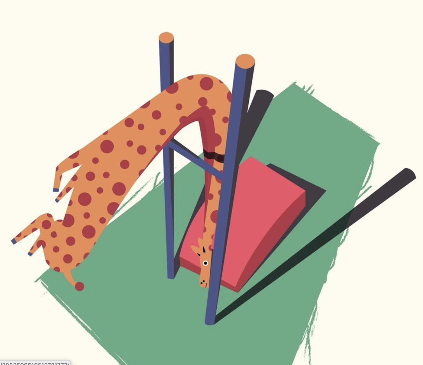 Illustration of a giraffe doing a high jump
